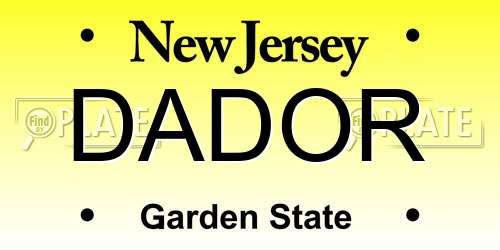 DADOR New Jersey License Plate