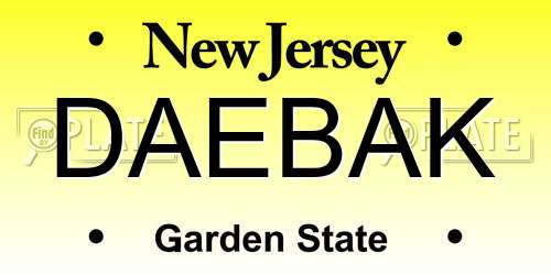 DAEBAK New Jersey License Plate