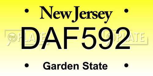 DAF592 New Jersey License Plate