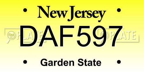 DAF597 New Jersey License Plate