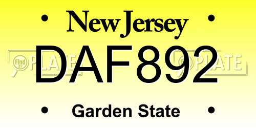 DAF892 New Jersey License Plate