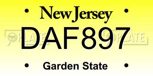 DAF897 New Jersey License Plate