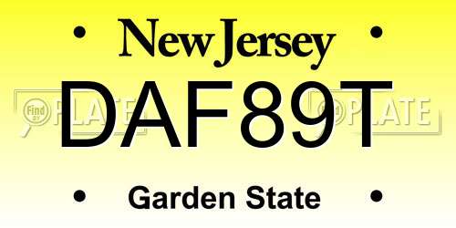 DAF89T New Jersey License Plate