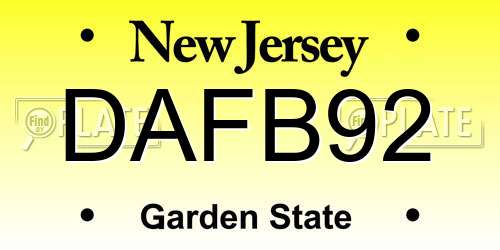 DAFB92 New Jersey License Plate