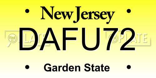 DAFU72 New Jersey License Plate