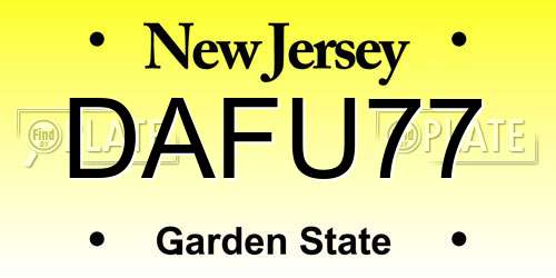 DAFU77 New Jersey License Plate