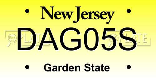DAG05S New Jersey License Plate