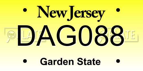 DAG088 New Jersey License Plate