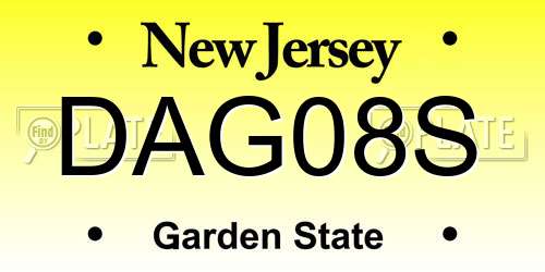 DAG08S New Jersey License Plate