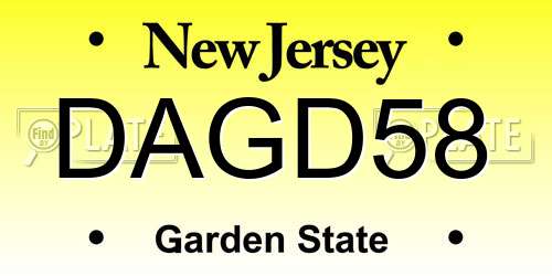 DAGD58 New Jersey License Plate