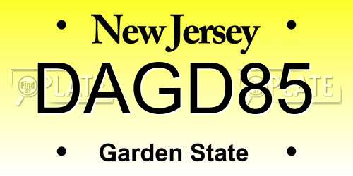 DAGD85 New Jersey License Plate