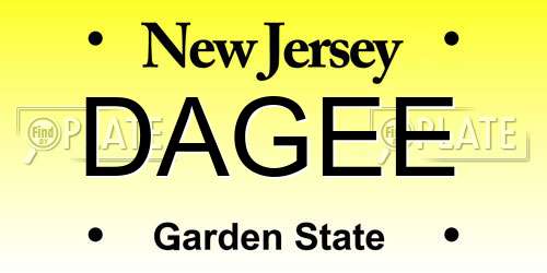 DAGEE New Jersey License Plate