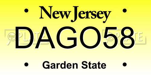 DAGO58 New Jersey License Plate