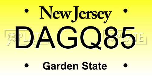 DAGQ85 New Jersey License Plate