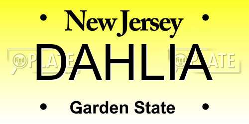 DAHLIA New Jersey License Plate