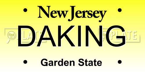 DAKING New Jersey License Plate