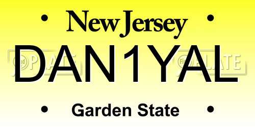 DAN1YAL New Jersey License Plate