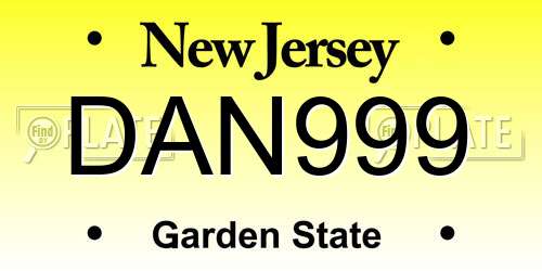 DAN999 New Jersey License Plate