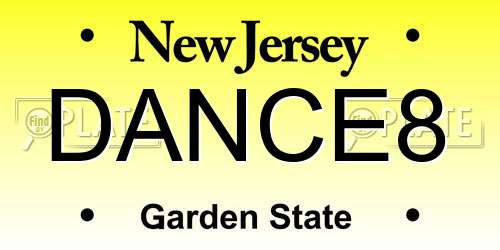 DANCE8 New Jersey License Plate