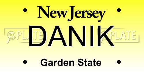 DANIK New Jersey License Plate