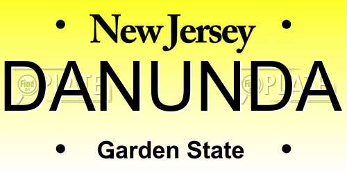 DANUNDA New Jersey License Plate