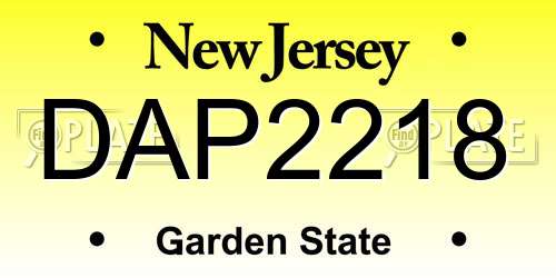 DAP2218 New Jersey License Plate