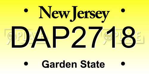 DAP2718 New Jersey License Plate