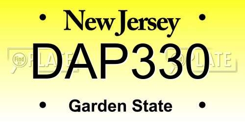 DAP330 New Jersey License Plate