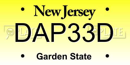 DAP33D New Jersey License Plate