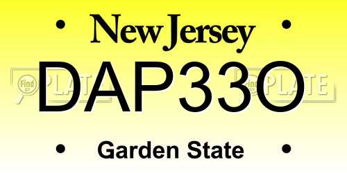 DAP33O New Jersey License Plate