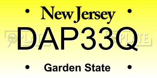 DAP33Q New Jersey License Plate