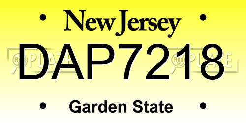 DAP7218 New Jersey License Plate