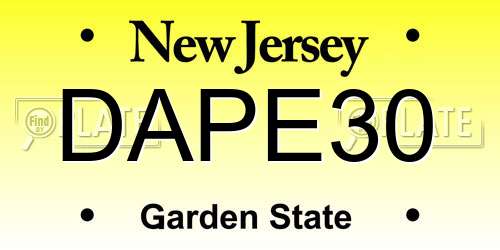 DAPE30 New Jersey License Plate