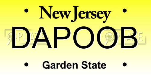 DAPOOB New Jersey License Plate