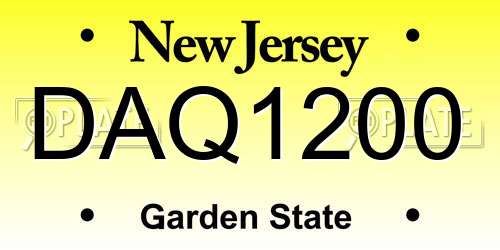DAQ1200 New Jersey License Plate