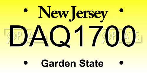 DAQ1700 New Jersey License Plate