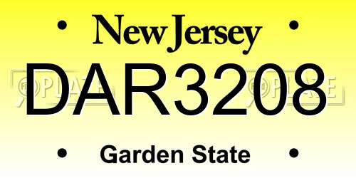 DAR3208 New Jersey License Plate