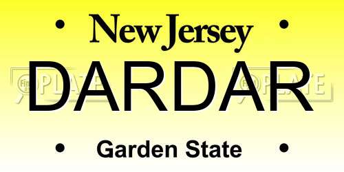 DARDAR New Jersey License Plate