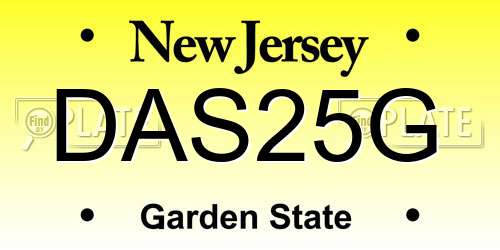 DAS25G New Jersey License Plate