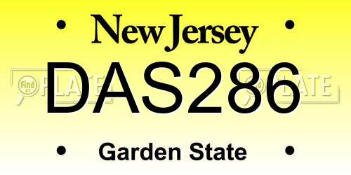 DAS286 New Jersey License Plate