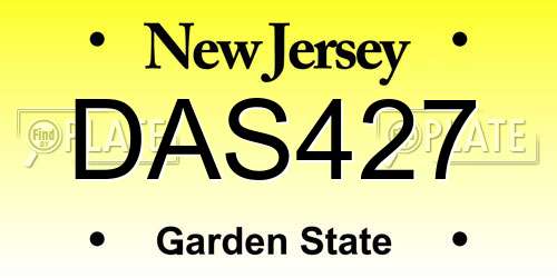 DAS427 New Jersey License Plate