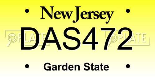 DAS472 New Jersey License Plate