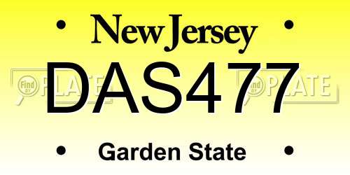 DAS477 New Jersey License Plate