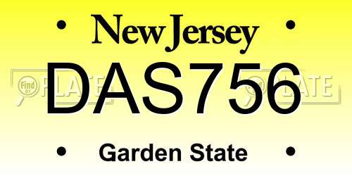 DAS756 New Jersey License Plate