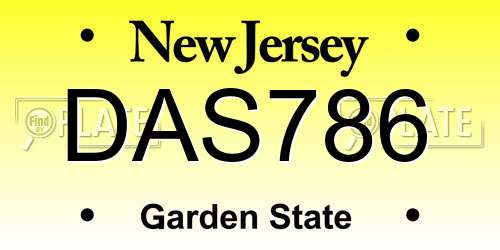 DAS786 New Jersey License Plate