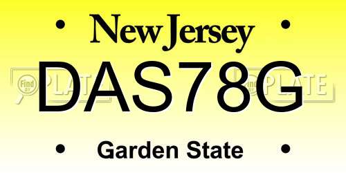 DAS78G New Jersey License Plate