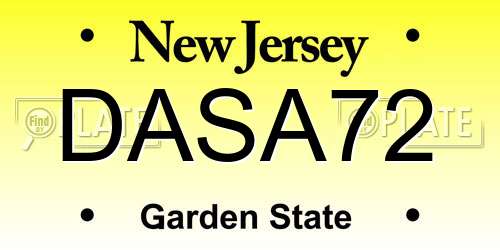 DASA72 New Jersey License Plate