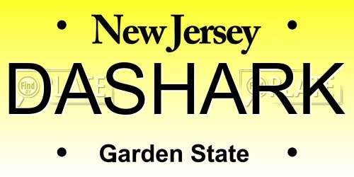 DASHARK New Jersey License Plate
