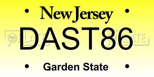 DAST86 New Jersey License Plate