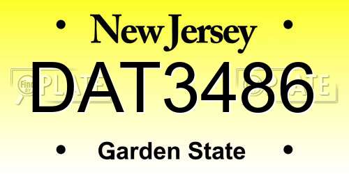 DAT3486 New Jersey License Plate
